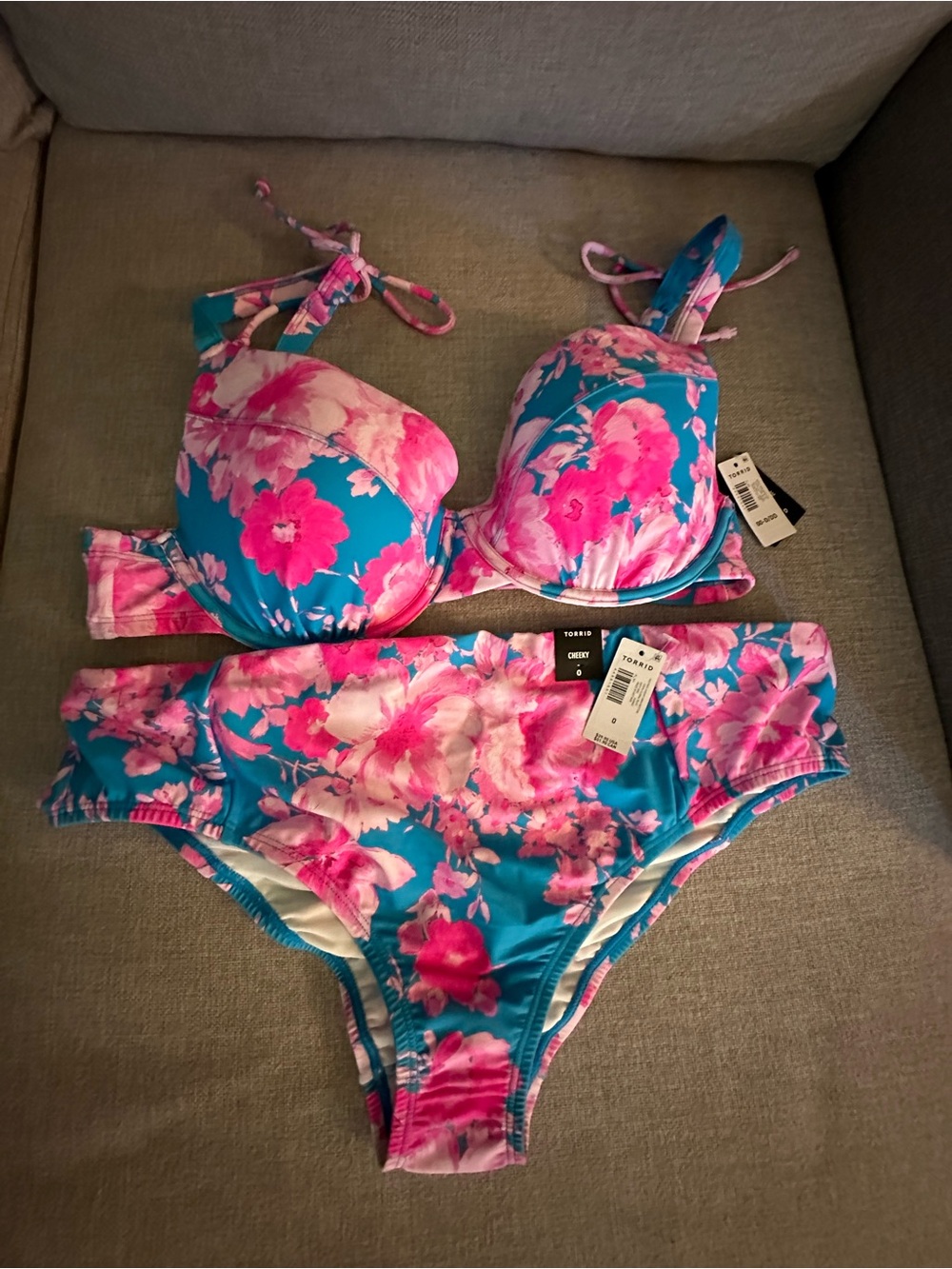 Torrid Floral Two-Piece Swim Set - Pink & Aqua